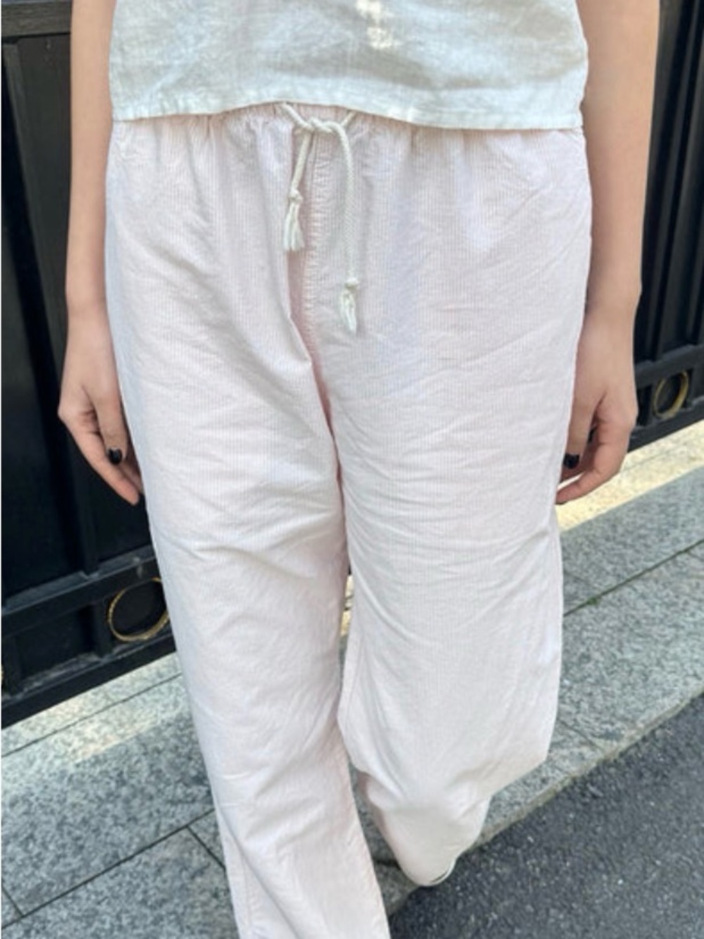 Brandy Melville Light Pink Drawstring Wide-Leg Pants